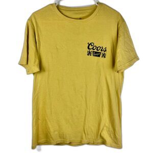 Coors Banquet Golden Colorado Waterfall Graphic T-Shirt Mustard Yellow Medium